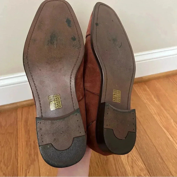 Sio Men’s Cognac Classic Cap Toe Oxford dress Shoe Faux Suede Brown Size 11 - Picture 5 of 7